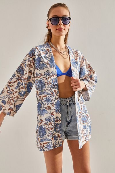 Bianco Lucci Mehrfarbig gemusterter Kimono für Damen