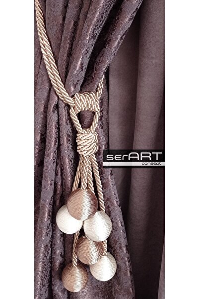 serART Kiraz 6 Top Fon Perde Kruvaze Tavan Bağlama Braçol Perde Bağcık