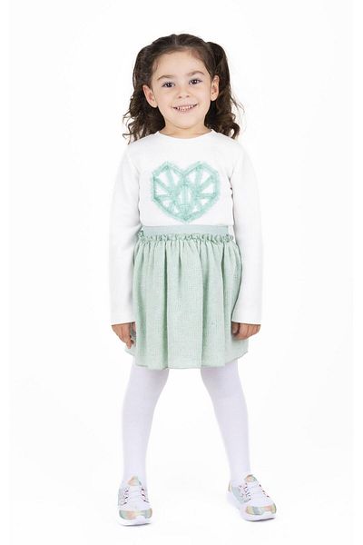 best kids Girl's Ecru-mint Embroidered Sweatshirt