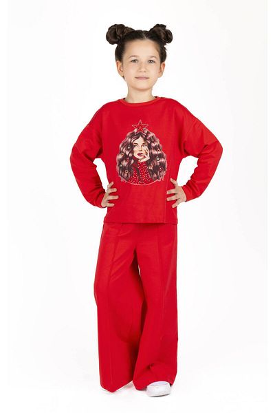 best kids Girl's Red Wide Leg Trousers