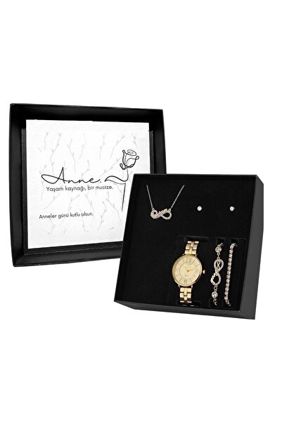 Forentina Kadın Metal Kol Saati- Annem Yazılı Takı Seti Anneler Günü Hediye -...