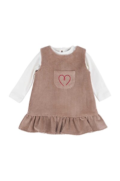 best kids Kız Bebek Bej Ikili Elbise Takımı