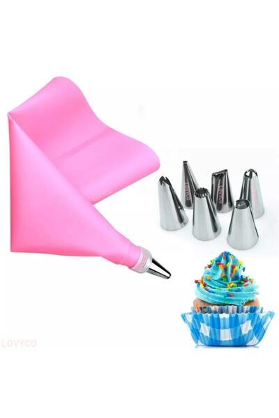 LOVYCO طقم حامل مصباح مكون من 6 قطع، كيس ضغط كريمي، كيس كريمي، تزيين الكيك