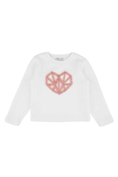 best kids Girl's Ecru-Powder Embroidered Sweatshirt