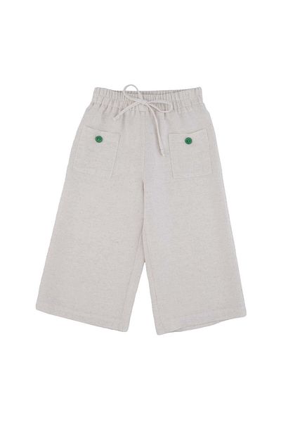 best kids Girl's Beige-green Linen Blended Trousers