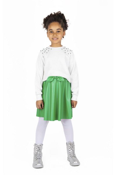 best kids Girl's Green Bow Leather Skirt