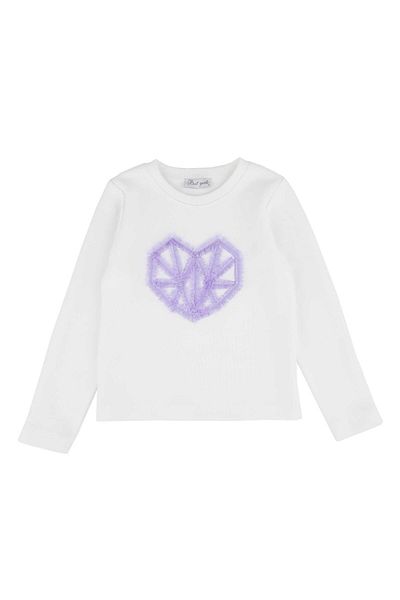best kids Girl's Ecru-lilac Embroidered Sweatshirt