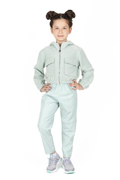 best kids Girl's Mint Leather Carrot Pants