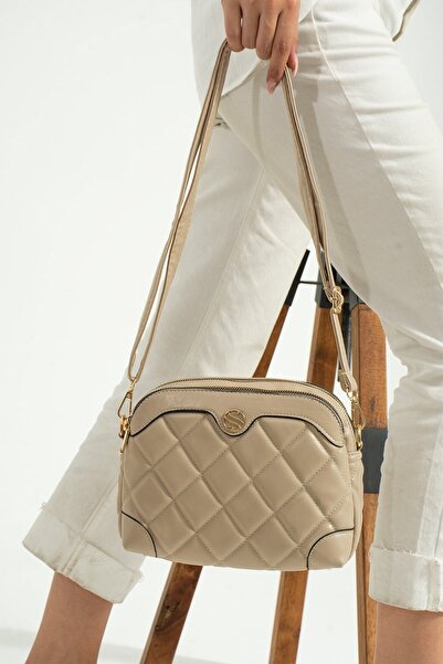 Paul Brand Γυναικεία τσάντα ώμου από μαλακό δέρμα με καπιτονέ με ρυθμιζόμενο σταυρωτό λουράκι 4 διαμερισμάτων PBM1267