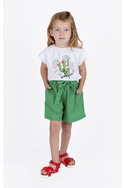 best kids Girl's Green Belted Shorts