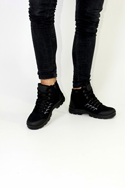 DÜNYA MAĞAZA Efe Water Cold Proof Fur Inside Guaranteed Unisex Winter Black Matte Zippered Anti-Slip Sole Boots