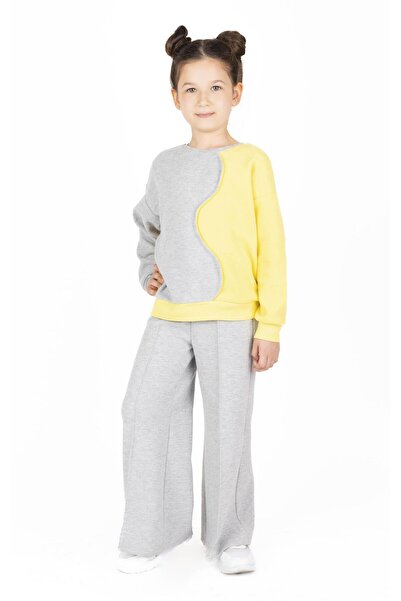 best kids Kız Çocuk Sarı Çift Renkli Sweatshirt