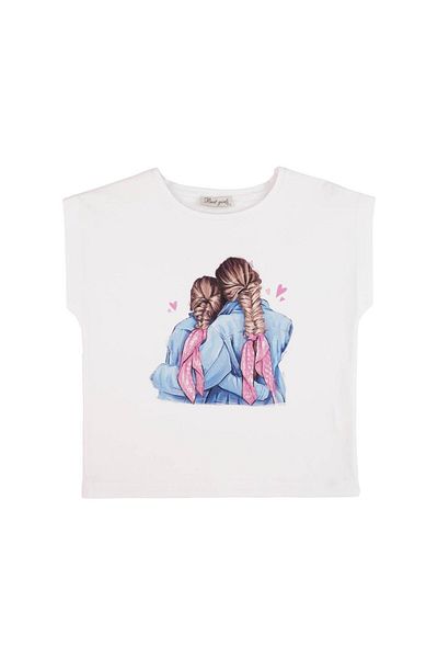 best kids Girl's White Low Sleeve Printed Blouse