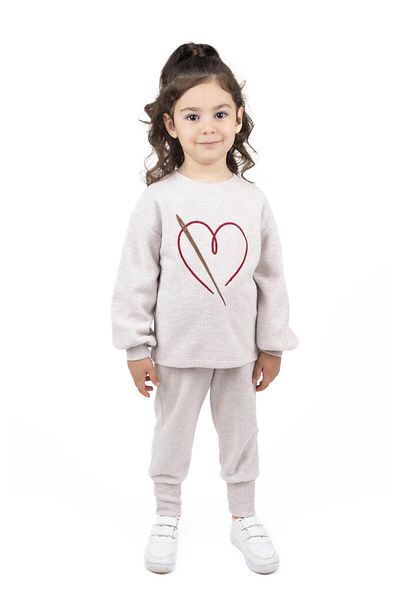 best kids Pantaloni de trening pentru fete, bej, cu picioare elastice