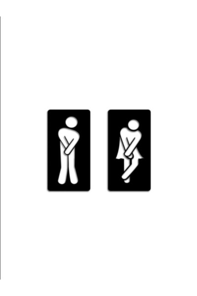 Humorous Wooden Toilet Door Orientation Plate 2 Pieces