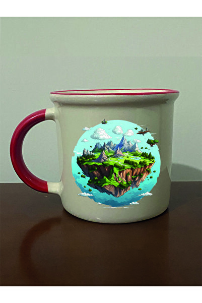 lili hediyelik كوب فم أحمر مطبوع عليه مساحة حديثة - كوب هدية للشاي والقهوة من السيراميك