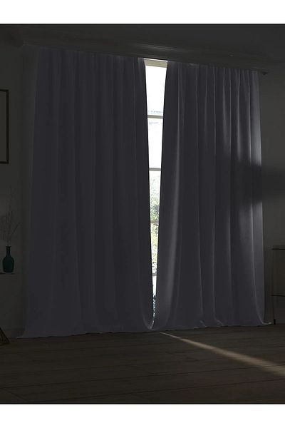 Perdexpress Dark Concept Blackout Silver Gray Blackout Curtain
