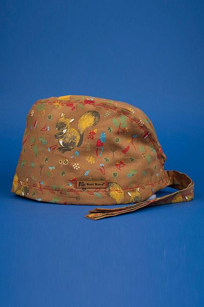 Best Bone Brown Squirrel Patterned Surgical Bonnet