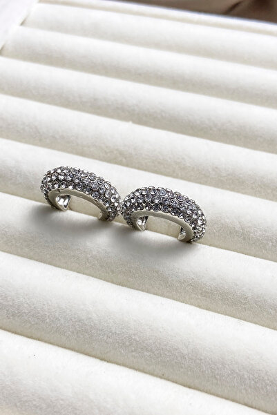 roshel Garantili / Mini Zirkon Taşlı Tombul Bombeli Halka Küpe