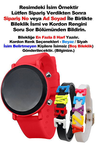 tutkanstore Dijital Saat Su Geçirmez Çocuk Saati Isme Özel Bileklik Hediyeli ...