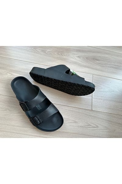 Ceyo MEN'S BLACK COLOR DOUBLE STRAP ORTHOPEDIC SOLE EVA SLIPPERS AQUAFLEX-M