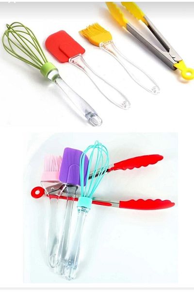 LEVA Silicone Set of 4 Spatula-tongs-whisk-brush