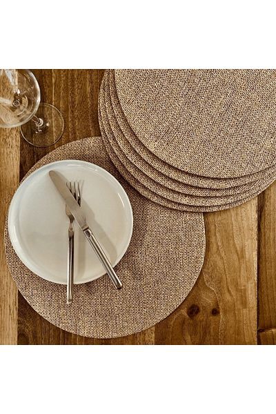 HALFART Natural Touch: Supla de servire americană acoperită cu iută - set de 6