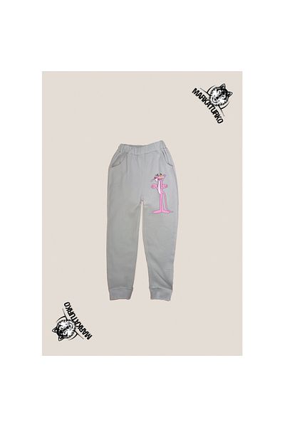 MarkaTurko ΡΟΖ ΠΑΝΤΕΡ εμπριμέ unisex Special Design Βαμβακερή γκρι παιδική φόρμα 2705-25G