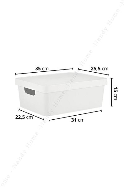 Nandy Home Κουτί 10 λίτρων με καπάκι 3 τεμάχια Λευκό