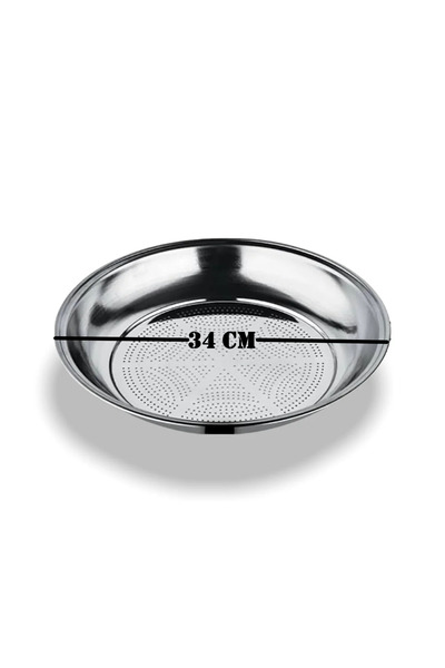Yıldız çelik paslanmaz krom süzek, kevgir, süzgeç 34 cm