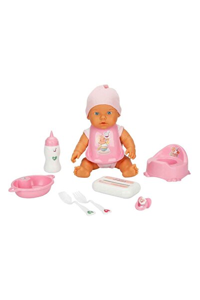 Sunman Bebelou Bakım Zamanı Sesli Bebek Oyun Seti 32 cm - Pembe