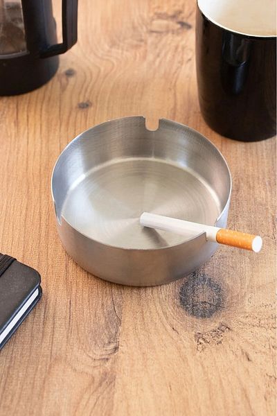 ŞEHRİMOSTARKIRK1 Metal Stainless Round Ashtray 6 Pcs Small Size