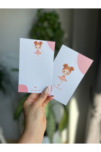 Hayal.kirtasiyesi Buckle Card 9.5x15 cm Cm 20 Pieces Ballerina Buckle Card, Note Card Bracelet Card Jewelry Card