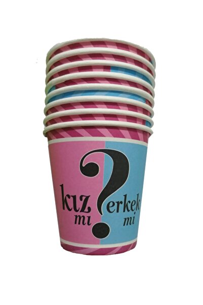 Parti dolabı 8'li Cinsiyet Belirleme Kız Mı? Erkek Mi? Karton Bardak Baby Shower Parti Süsleri Bardağı