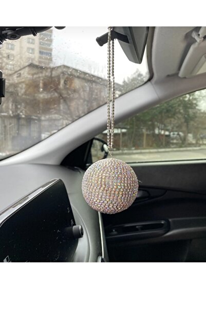 Genel Markalar Kristal Taşlı Disko Topu Dikiz Ayna Süsü (5 CM)