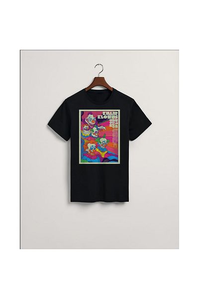 MarkaTurko Tricou unisex Killer Klowns, negru, cu design special, din bumbac pieptănat 605-29