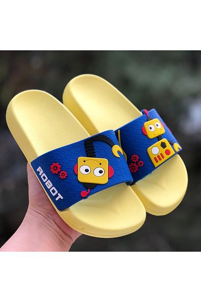 Pandalina Papuci pentru copii, cu talpă anti-alunecare, model robot mecanic
