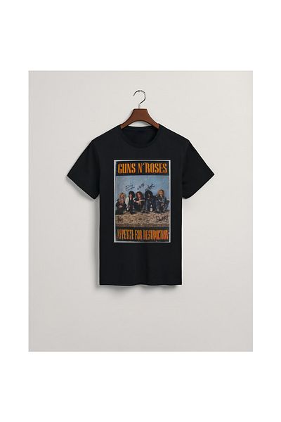 MarkaTurko Tricou Guns N Roses negru cu design special din bumbac pieptănat 2704-118