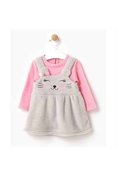 eladamoda Cute Kitten Gray Yumos Baby Girl Dress and Blouse