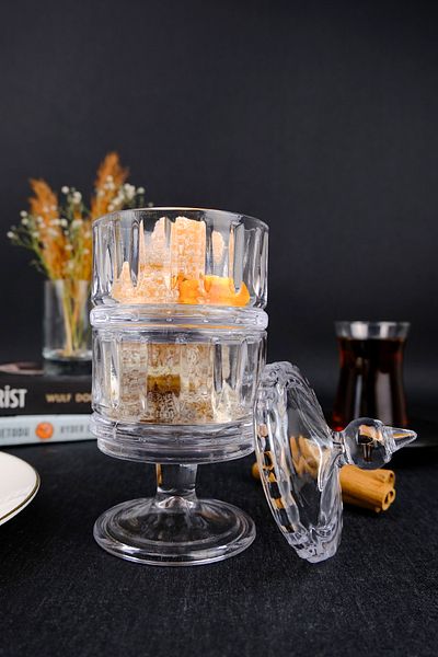 Digithome Footed 2-Tier Glass Presentation Cookie Holder and Sugar Bowl – KU.MPP.002 C1-1-288