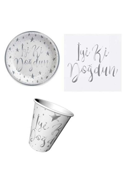 parti sürprizi З Днем народження! Набір із 6 срібних виробів із тисненням