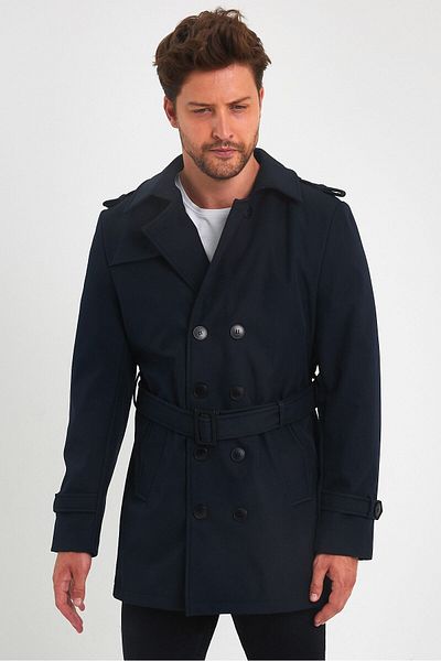 Sporting Men's Navy Blue Softshell Waterproof Trench Coat