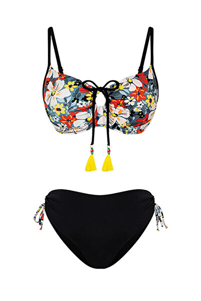 Bonesta Gri Renkli Çiçek Desenli Bikini Takımı