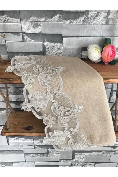 Çeyiz Bahçesi Βελούδινη πετσέτα French Guipure Sparkle Cappuccino 50&90
