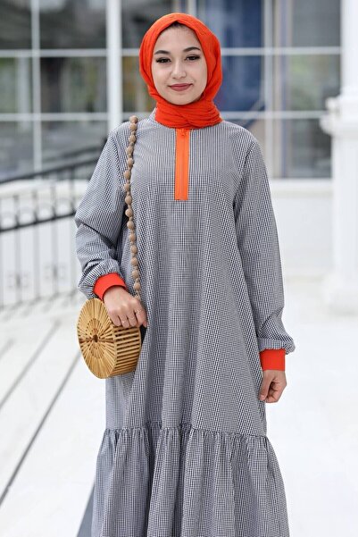 emsale Tesettür Elbise | Devin | Mavi - Ems