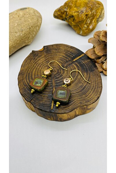 Porsuk Alternatif تصميم يدوي أقراط نسائية من الزجاج التشيكي