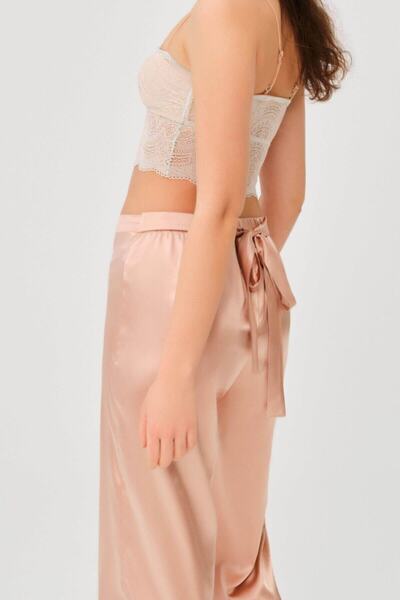 Dagi Detailní spodky pyžama z pudrového saténu s krajkou