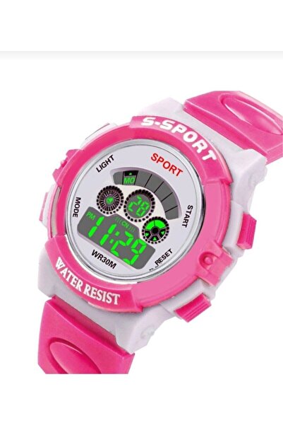 ZAVİRA Dijital Pembe Spor Kız Çocuk Kol Saati Renkli Işık Kronometre