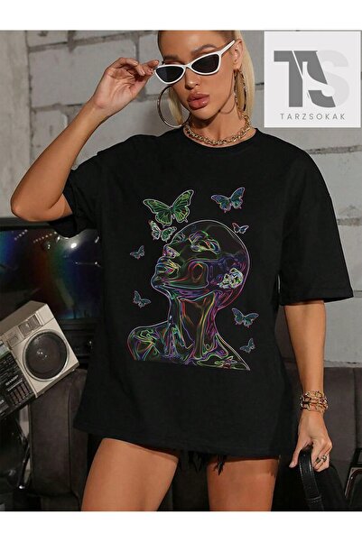 Tarzsokak Tricou de damă cu imprimeu fluturi și figuri