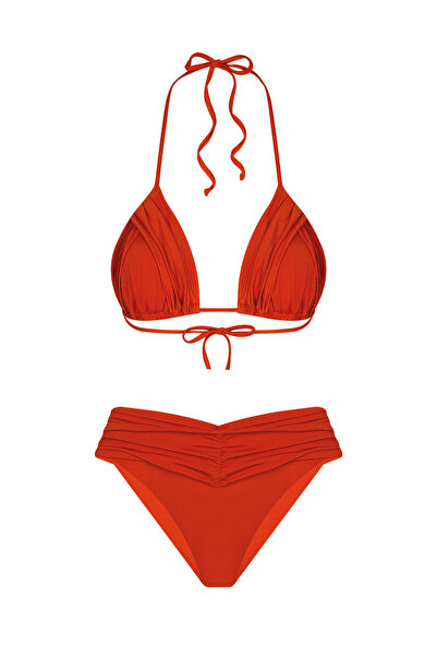 Bonesta Drapeli Üçgen Tarçın Bikini Takımı
